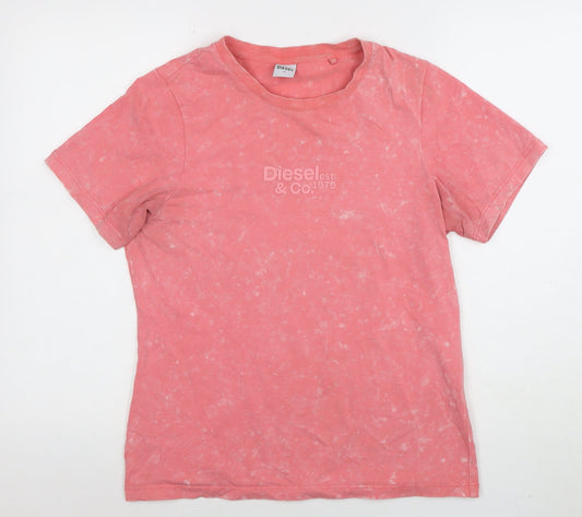 Womens UK Size M Diesel Pink Basic T-Shirt