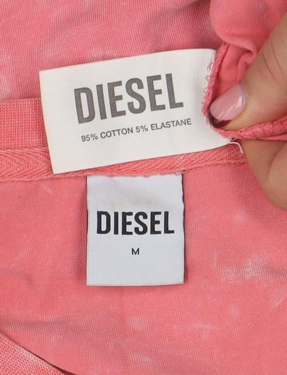 Womens UK Size M Diesel Pink Basic T-Shirt