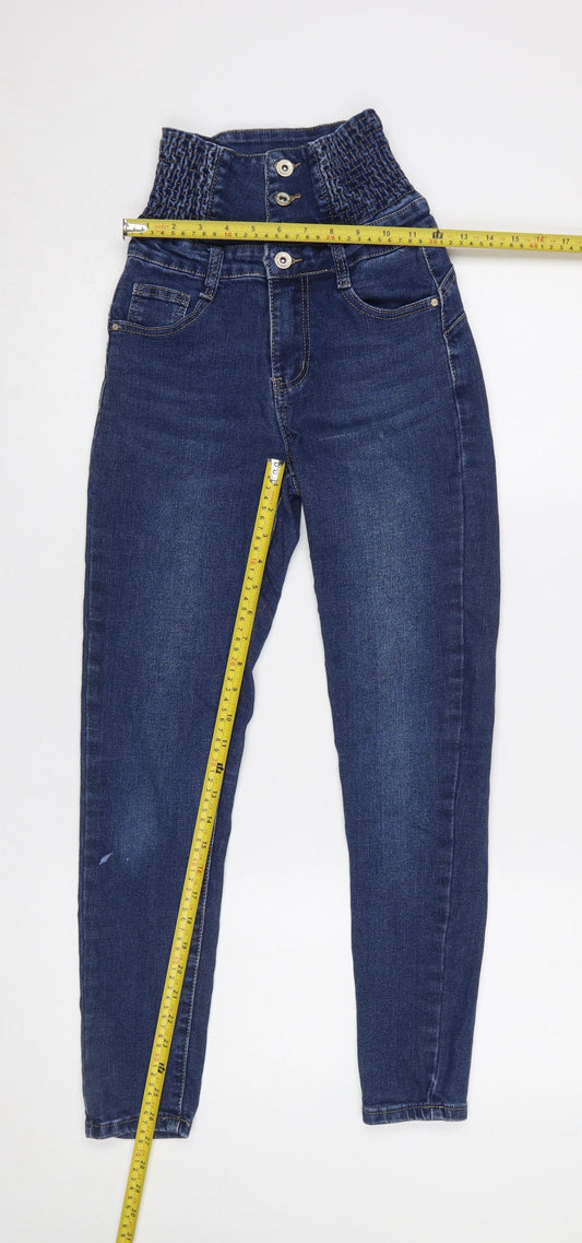 Womens UK Size S Miss Bon Slim Fit High-Waisted Skinny Blue Jeans