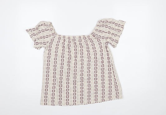 Womens UK Size 10 Dorothy Perkins Beige Bohemian Blouse