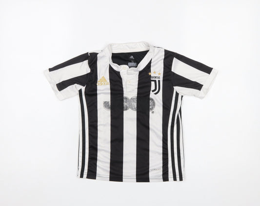 Additional front view of Adidas boys’ black white juventus football jersey shirt, size 18, years