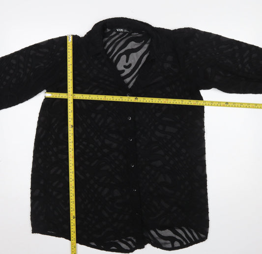 Womens UK Size 14 Yours Black Basic Blouse