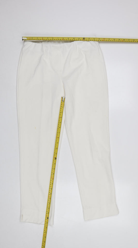 Bassini Womens Ivory Size 12 Stretch Knit Straight Leg Trousers