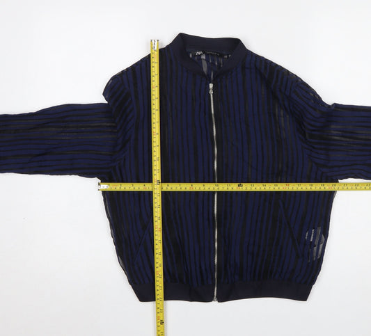Womens UK Size 12 Zara Blue Jersey Blouse