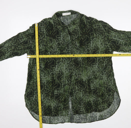 Womens UK Size 14 MNG Green Basic Button-Up