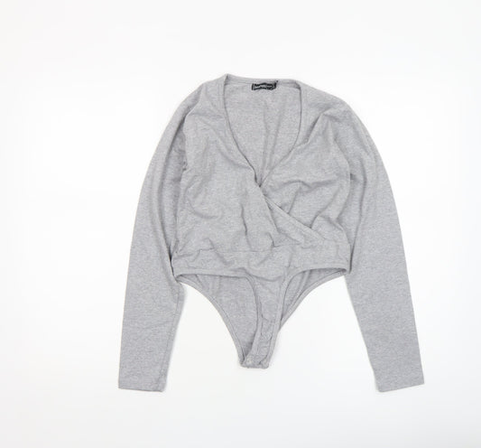 Womens UK Size 10 Boohoo One-Piece Grey Bodysuit