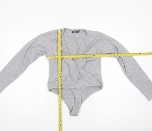 Womens UK Size 10 Boohoo One-Piece Grey Bodysuit
