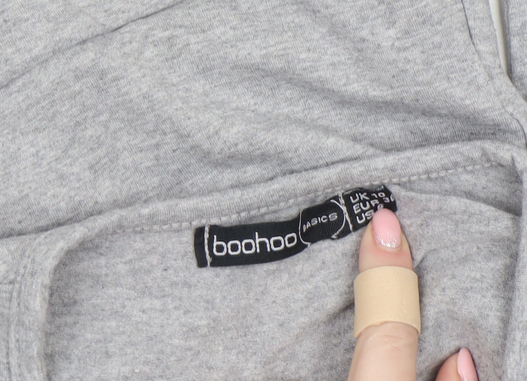 Womens UK Size 10 Boohoo One-Piece Grey Bodysuit
