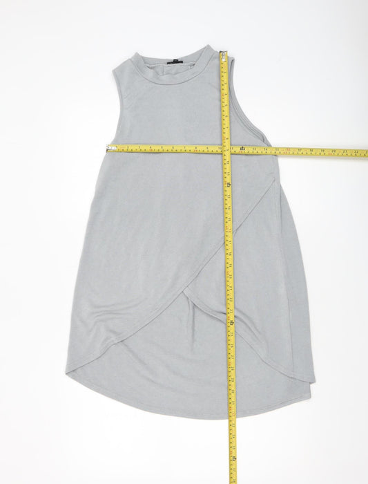 Womens UK Size 10 River Island Grey Wrap Tank
