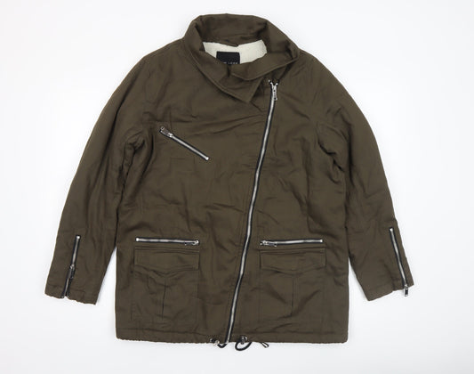 Womens UK Size 10 New Look Green Biker Coat