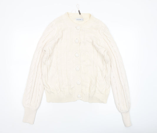 Womens UK Size 14 Gallery Ivory Cardigan Jumper