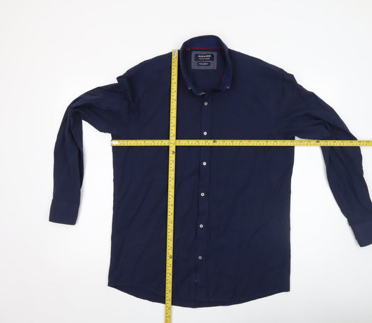 Advise Men's Blue Long Sleeve Tailored Slim Fit Button-Up Shirt Size L