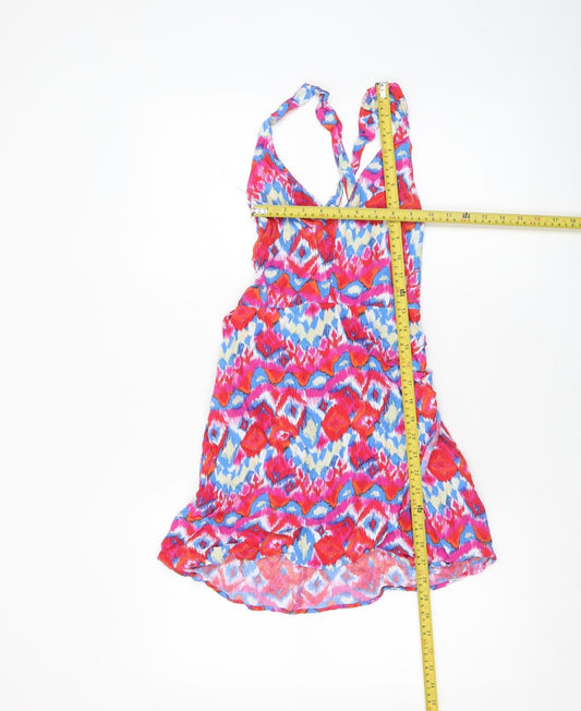 Zara Women Multicoloured Size 10 Bohemian Sleeveless Ruffle Slip Dress