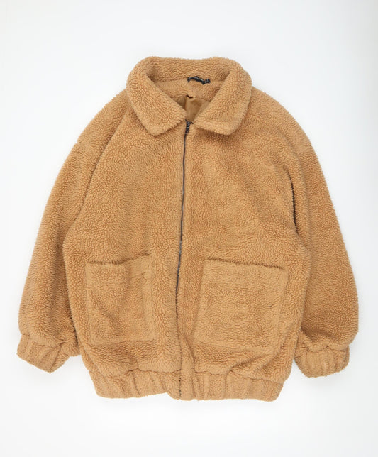 Womens UK Size 10 PRETTYLITTLETHING Beige Bomber Jacket