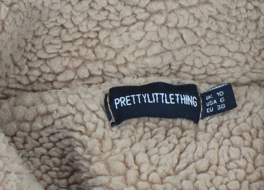 Womens UK Size 10 PRETTYLITTLETHING Beige Bomber Jacket