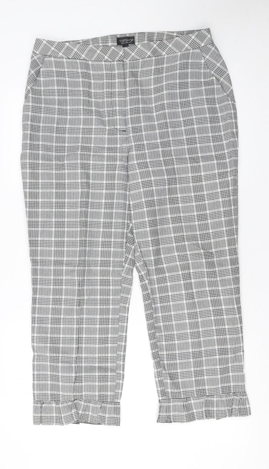 Womens UK Size 14 Topshop Regular Fit Cropped Grey Trousers