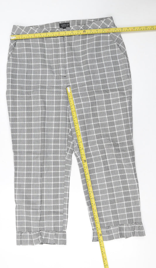 Womens UK Size 14 Topshop Regular Fit Cropped Grey Trousers