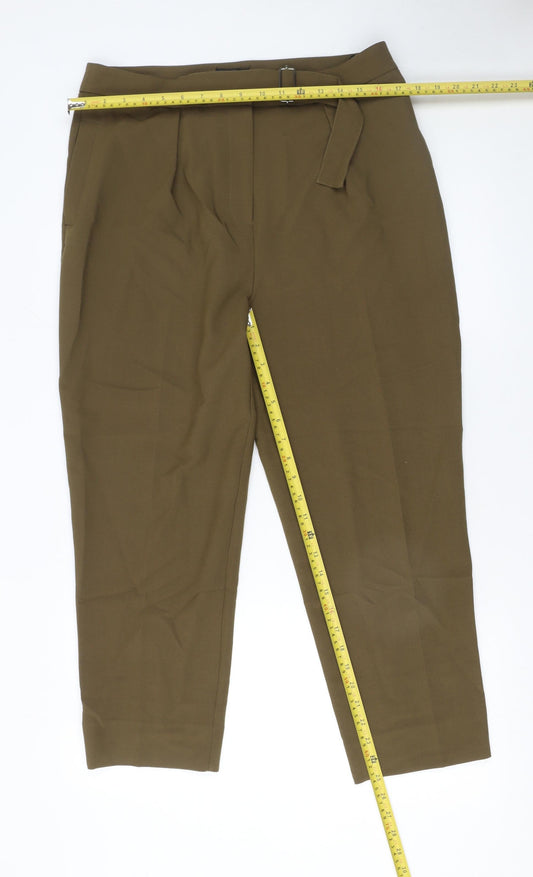 Womens UK Size 14 Topshop Regular Fit Paperbag Brown Trousers
