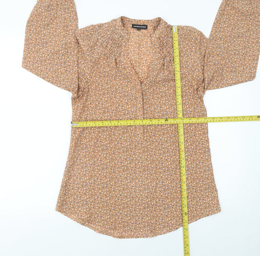 Womens UK Size 8 Warehouse Beige Tunic Blouse