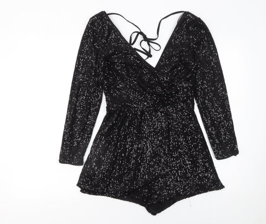 Womens UK Size 6 River Island One-Piece Black Playsuit