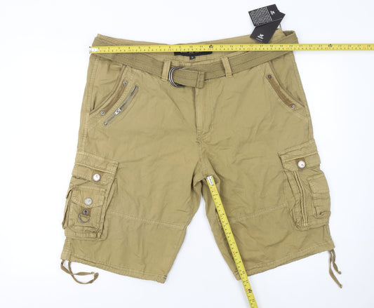 Xray Jeans Men's Beige Cargo Shorts Size 36 Cotton Belted Pockets