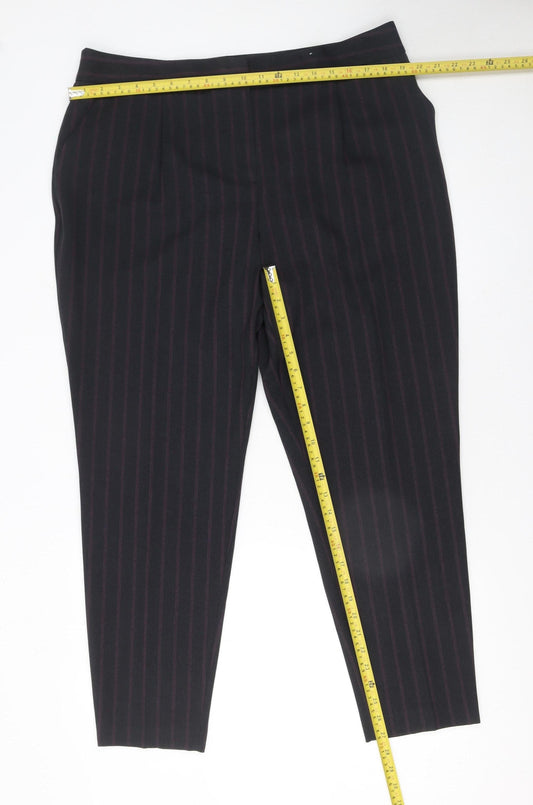 Tu Women’s Black Striped Tapered Trousers Size 18