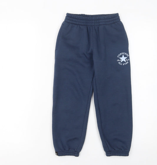 Boys UK Size 5-6 Years Converse Regular Fit Jogger Blue Trousers