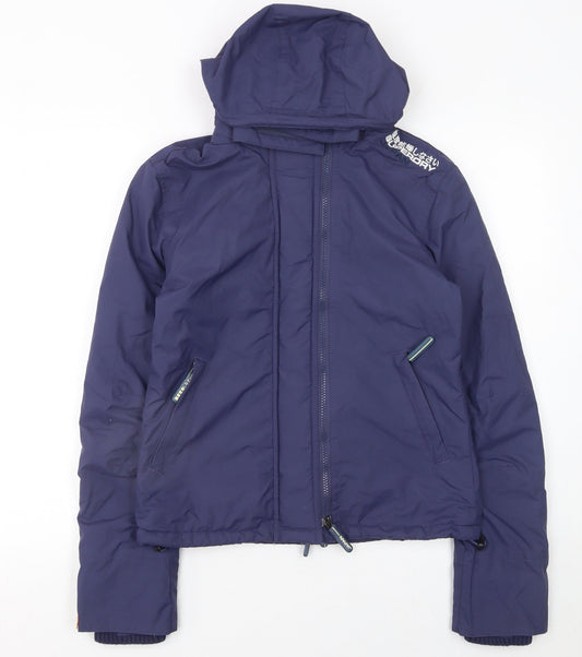 Womens UK Size S Superdry Blue Windbreaker Coat