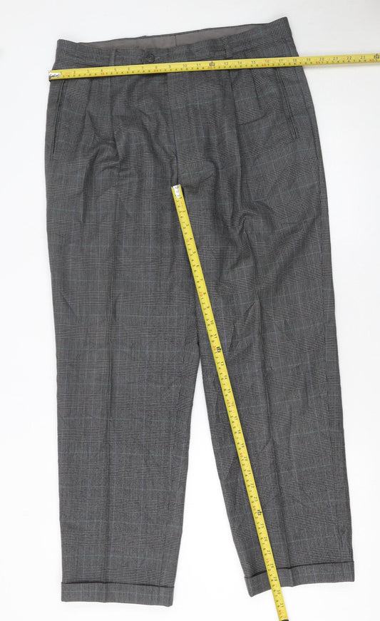 Mens UK Size L Jaeger Classic Fit Dress Pants Grey Trousers