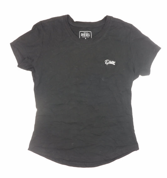 Womens UK Size M Diesel Black Basic T-Shirt