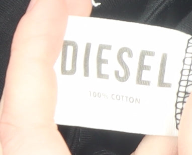 Womens UK Size M Diesel Black Basic T-Shirt