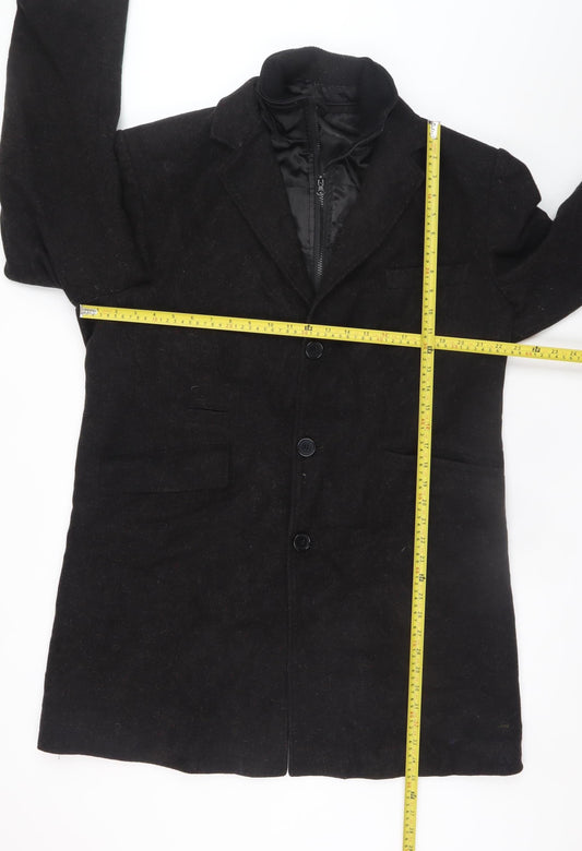 Pearlwood Men's Black Wool Overcoat 4XL Classic Smart Long Jacket