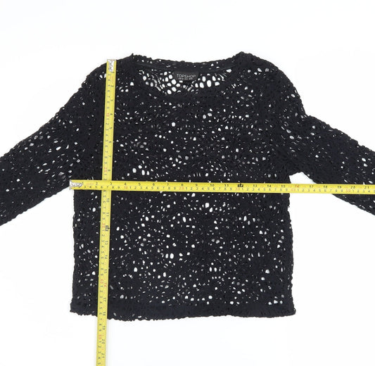 Womens UK Size 12 Topshop Black Cropped Blouse