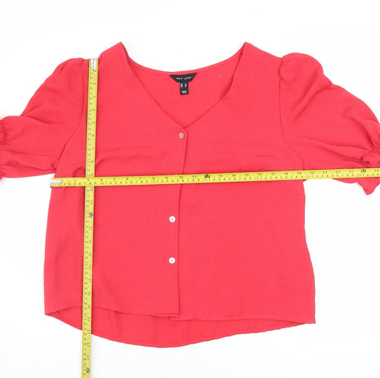 Womens UK Size 14 New Look Red Basic Blouse