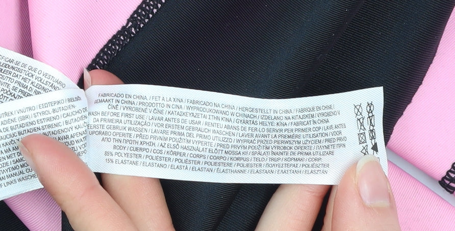 Additional view of Primark girls’ pink & black short sleeve wetsuit 13-14 years stretch uv swimwear