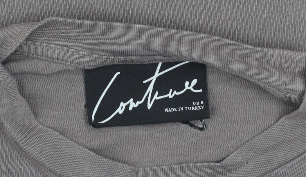 Womens UK Size 6 Couture Grey Basic T-Shirt