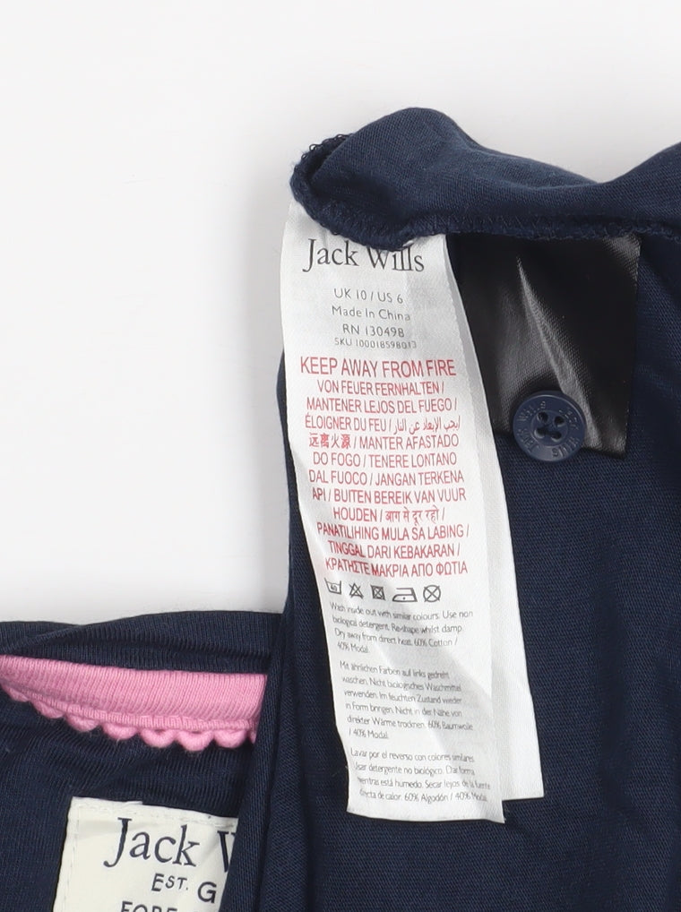 Womens UK Size 10 Jack Wills Blue Cropped T-Shirt