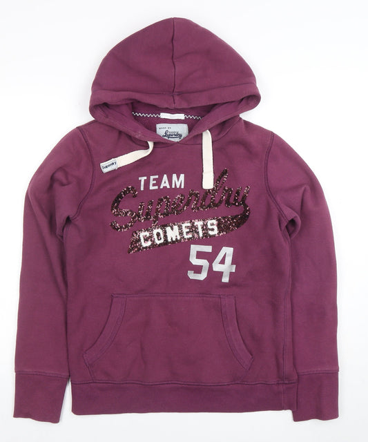 Womens UK Size L Superdry Purple Pullover Hoodie