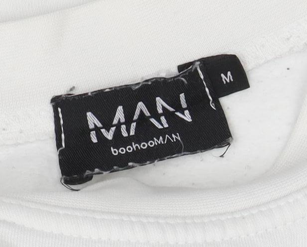 Mens UK Size M boohooMAN White Pullover Sweatshirt