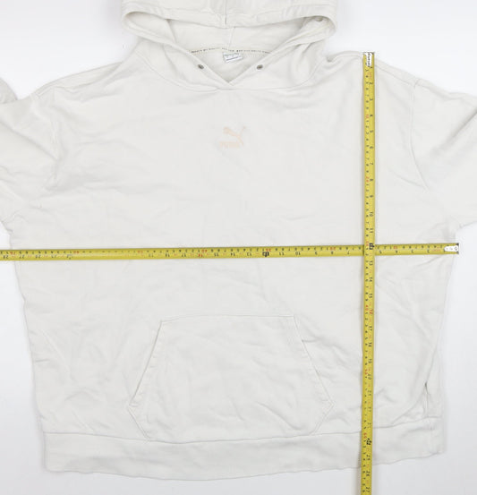 Womens UK Size L PUMA White Pullover Hoodie