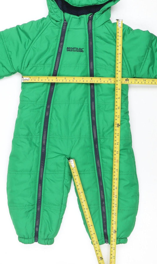 Regatta Unisex Baby Green Snowsuit 6-12 Months Hooded Winter Puffer