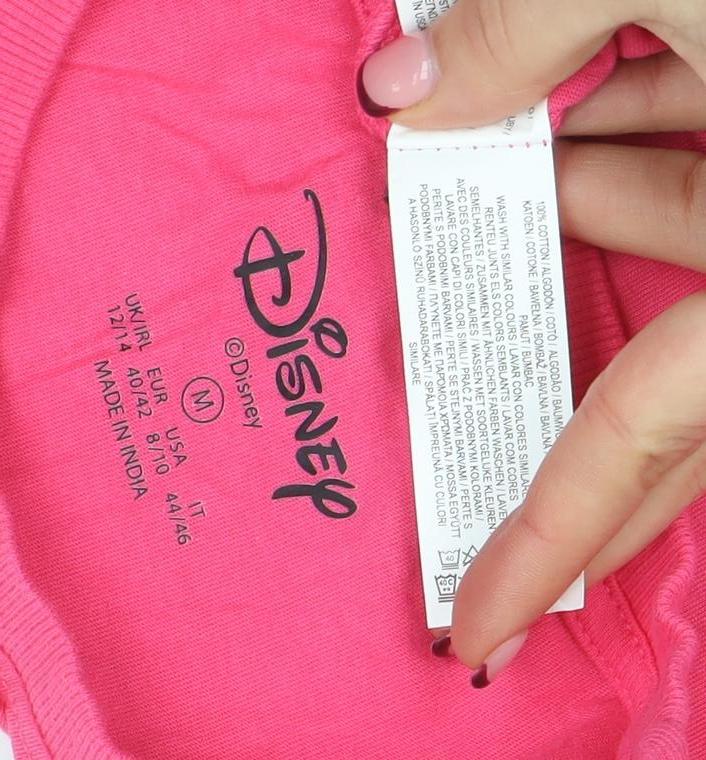Womens UK Size M Disney Pink Basic T-Shirt