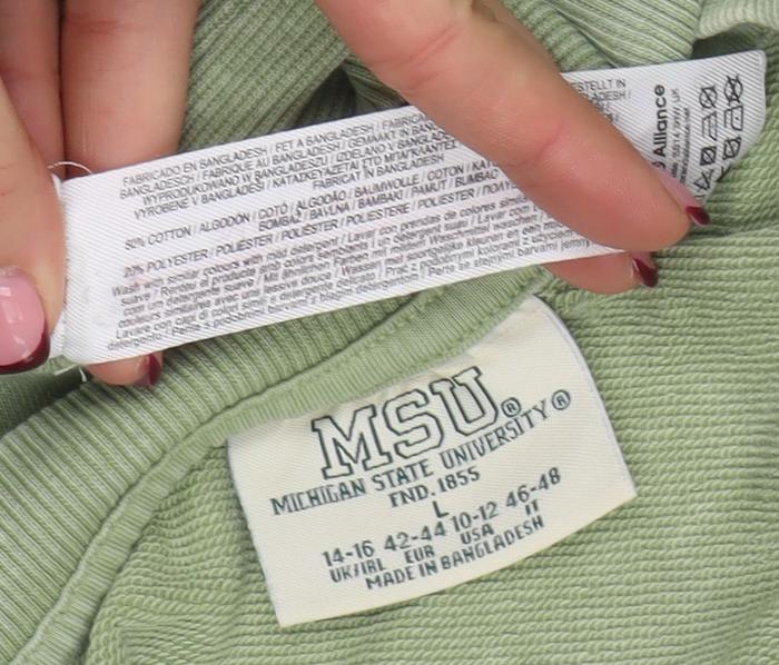 Womens UK Size L MSU Green Pullover Sweatshirt