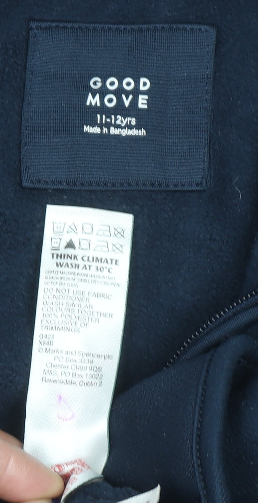 Brand and care label for Marks & Spencer boys’ blue fleece full zip sweatshirt 11-12 years