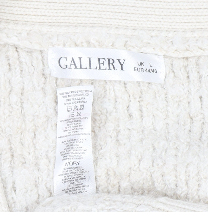 Womens UK Size L Gallery Ivory Cardigan Jumper