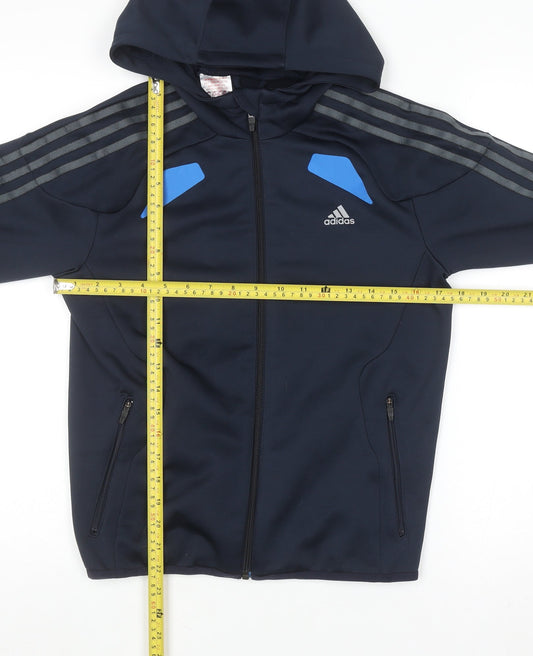 Boys UK Size 11-12 Years adidas Blue Full Zip Hoodie