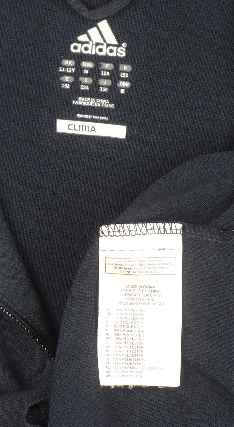 Boys UK Size 11-12 Years adidas Blue Full Zip Hoodie