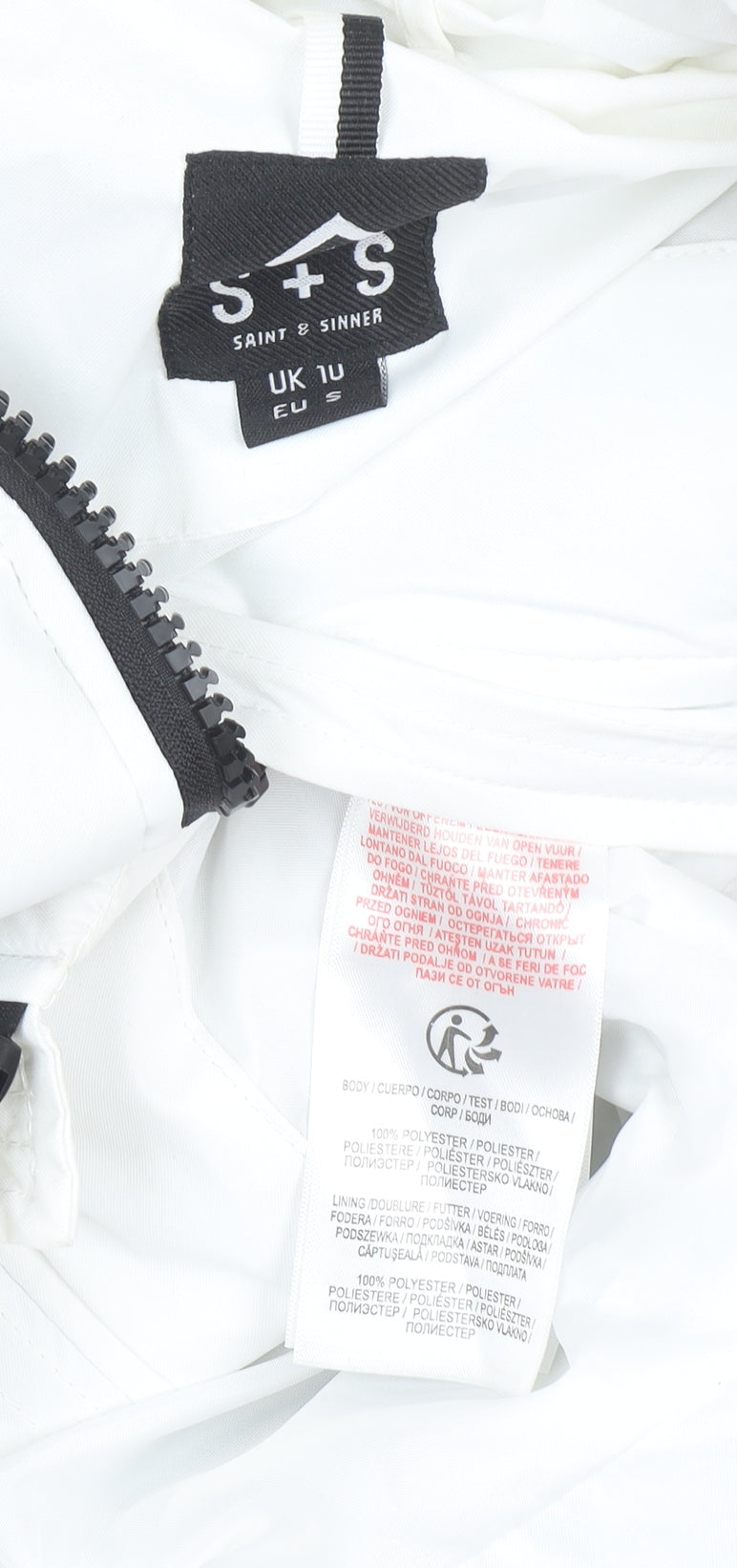 Womens UK Size 10 Saint & Sinner White Puffer Jacket