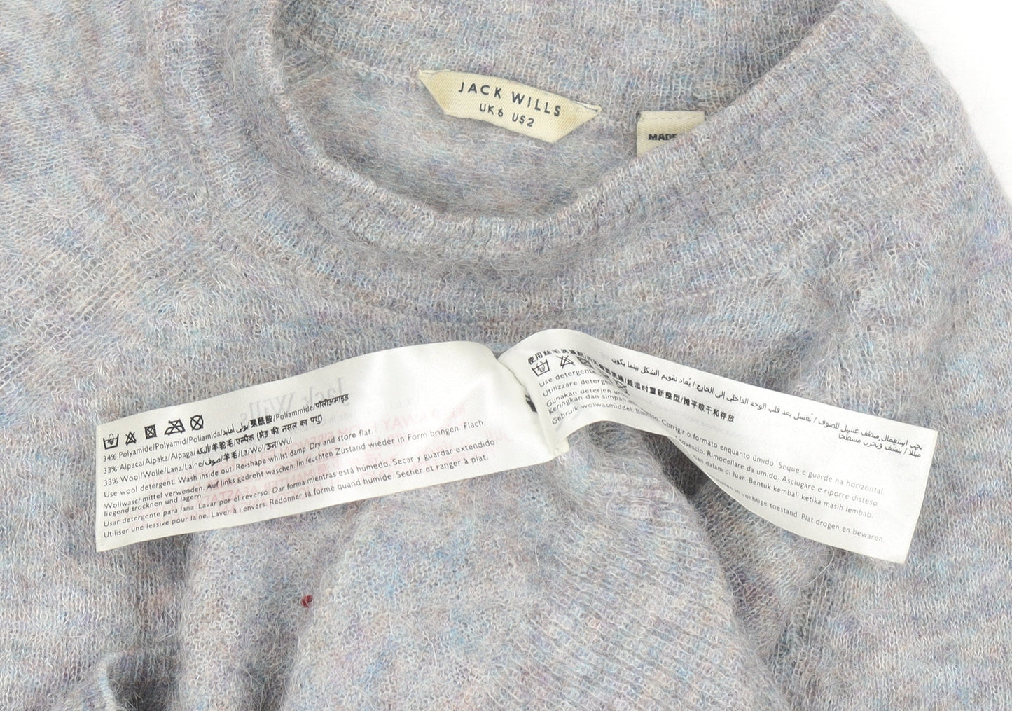 Womens UK Size 6 Jack Wills Grey Pullover Jumper