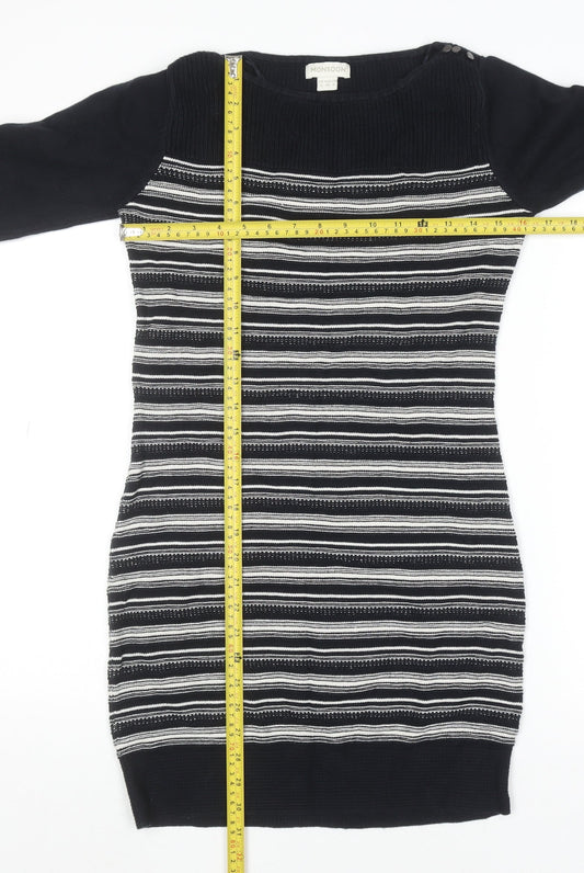 Monsoon Womens Black Striped Cotton Knit Jumper Dress Size 8